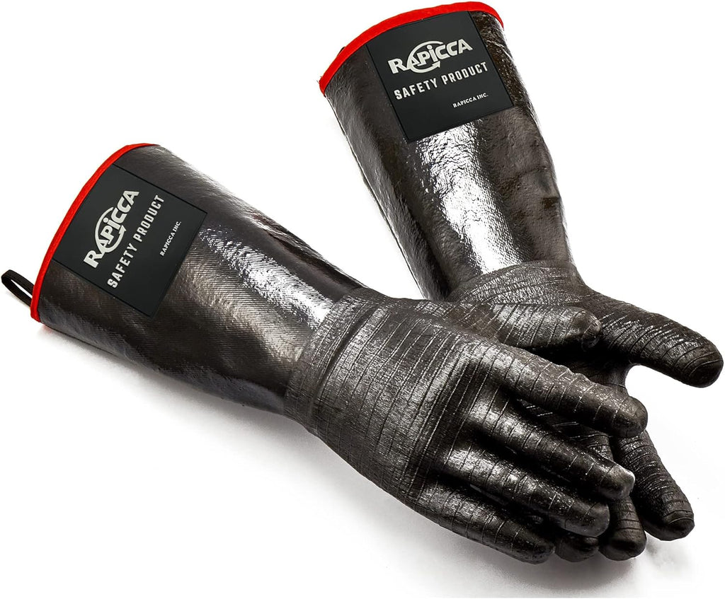 RAPICCA 932°F Heat Resistant BBQ Grill Gloves: Oil Resistant Waterproof for Smoking Grilling Cooking Barbecue Deep Frying Turkey Rotisserie Handling Hot Greasy Meat | Great Stocking Stuffers for Men