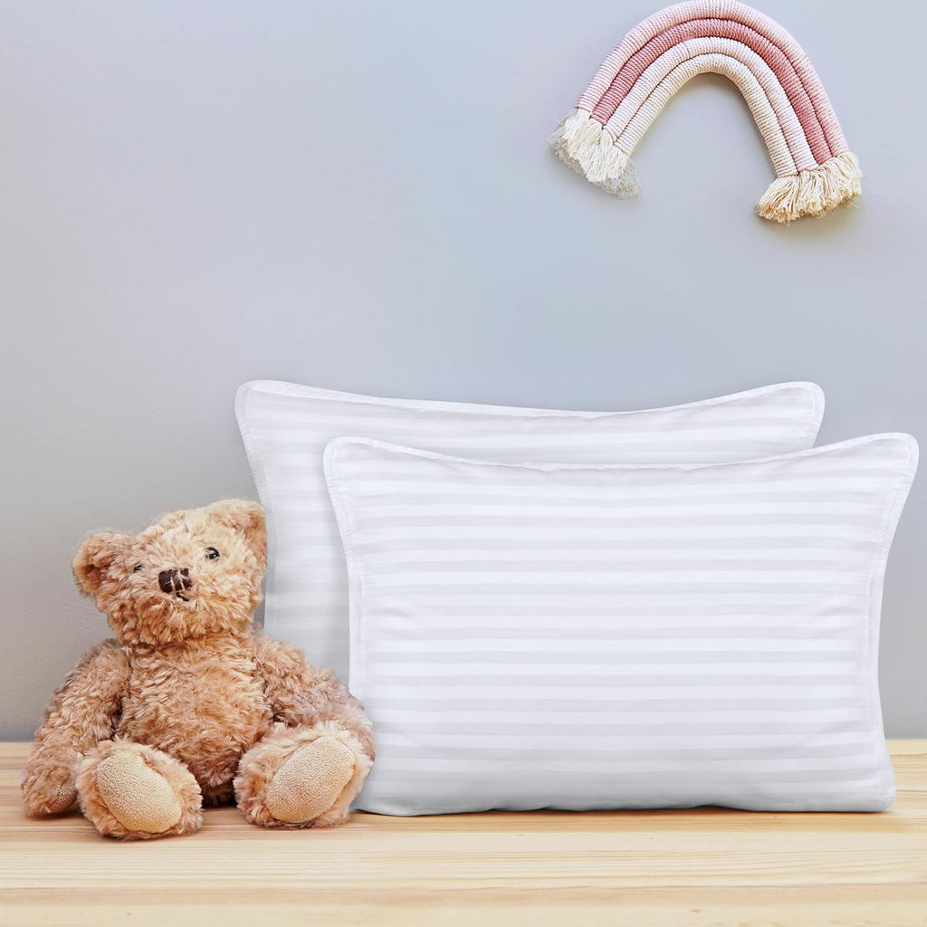Utopia Bedding Toddler Pillow (White, 2 Pack), 13x18 Pillows for Sleeping, Soft and Breathable Cotton Blend Shell, Small Kids Pillow Perfect for Toddler Bed and Travel (Intended for Age 2 and up)