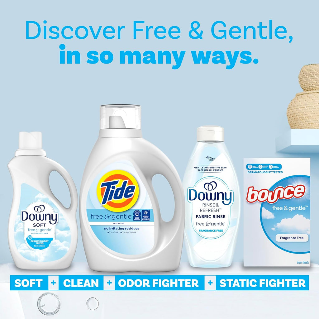 Tide Free & Gentle Liquid Laundry Detergent, 105 fl oz, 80 Loads, HE Compatible