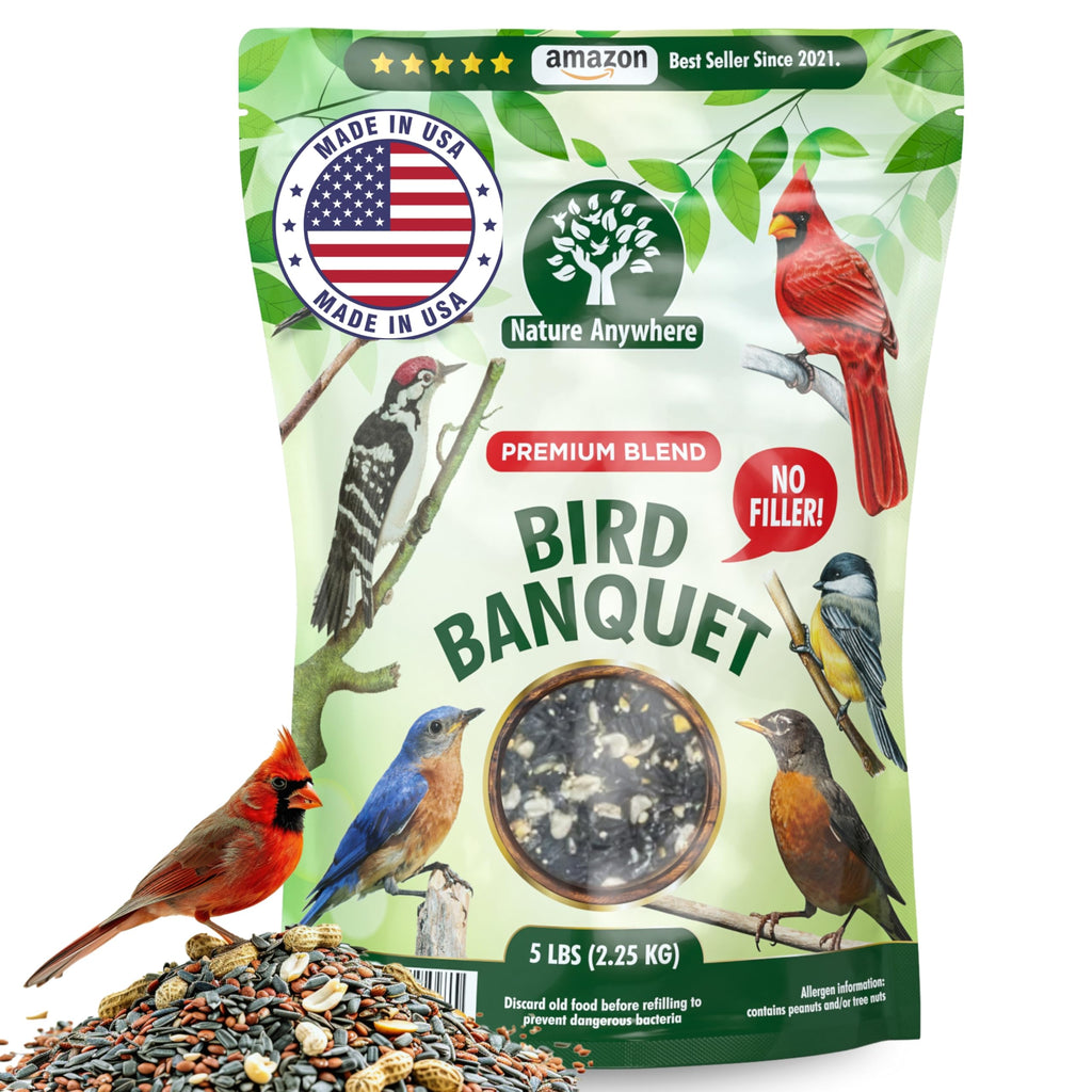Nature Anywhere Bird Seed Bird Banquet Bird Seed for Outside Feeders, Wild Bird Seed, Bird Food, No Fillers, Made in USA, Wild Bird Food Blend