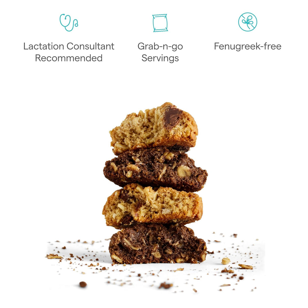 Munchkin Lactation Cookie Bites Variety Pack - Helps Increase Milk Supply for Nursing/Breastfeeding/Pumping Moms, 3 Oatmeal Chocolate Chip, 3 Chocolate Salted Caramel, 6 Pack