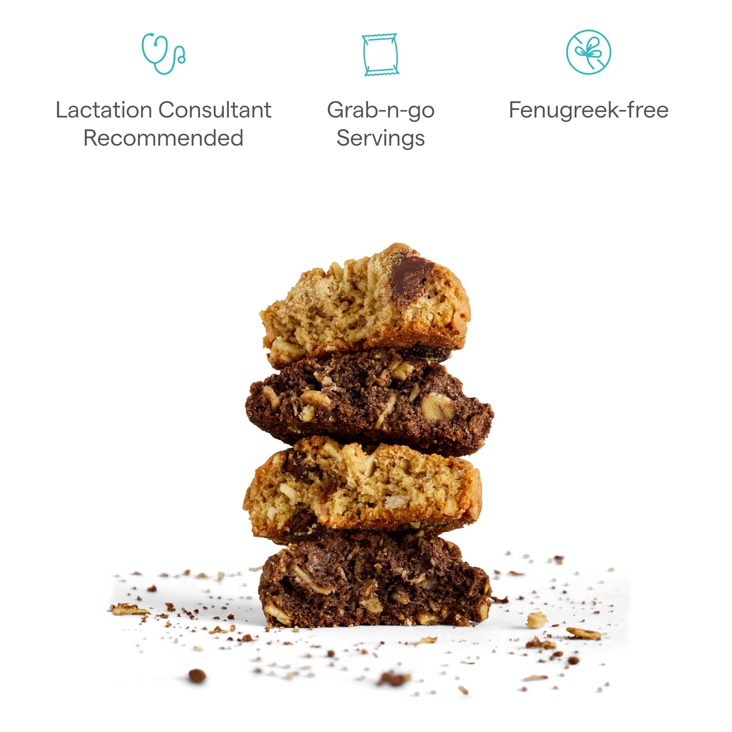 Munchkin Lactation Cookie Bites Variety Pack - Helps Increase Milk Supply for Nursing/Breastfeeding/Pumping Moms, 3 Oatmeal Chocolate Chip, 3 Chocolate Salted Caramel, 6 Pack