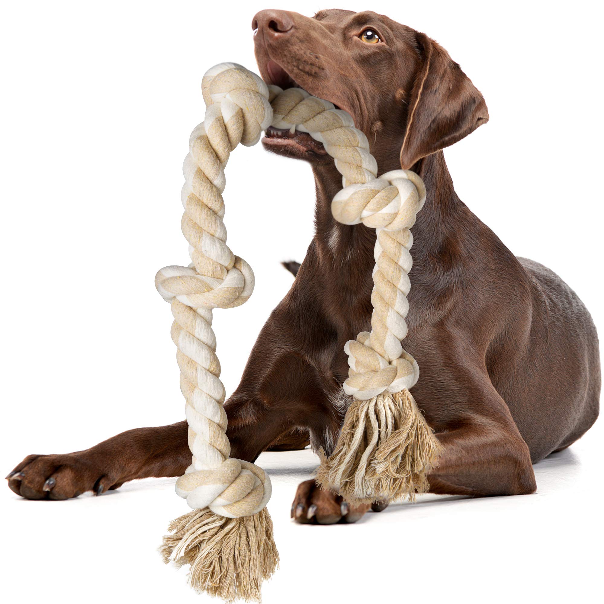 Fida Dog Rope Toys for Large/Medium Aggressive Chewers, Tough Cotton Chew Toy, 3 Feet 5 Knots Indestructible, Tug of War Dog Pull Rope Teeth Cleaning