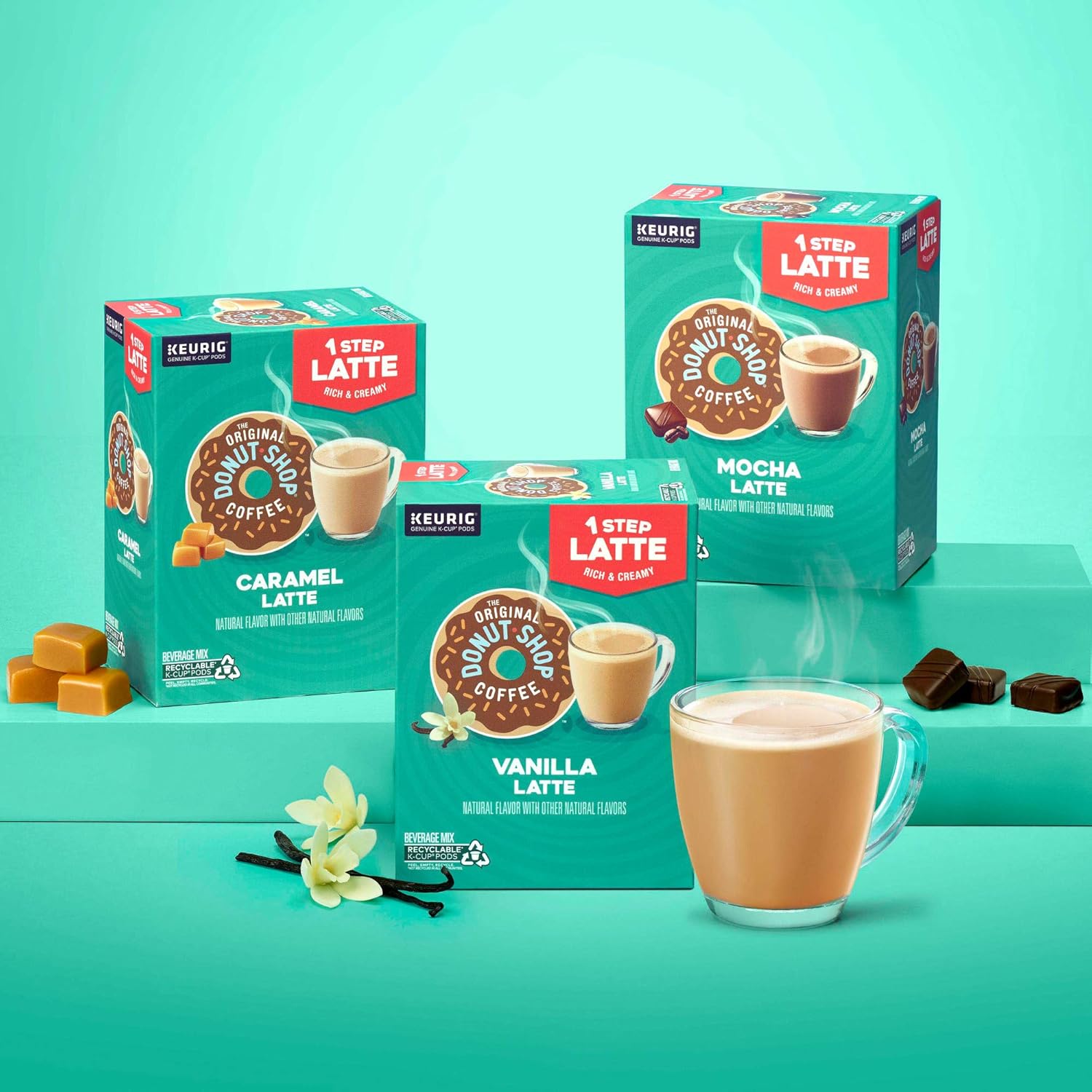 The Original Donut Shop Vanilla Latte, Single-Serve Keurig K-Cup Pods, Flavored Coffee, 20 Count