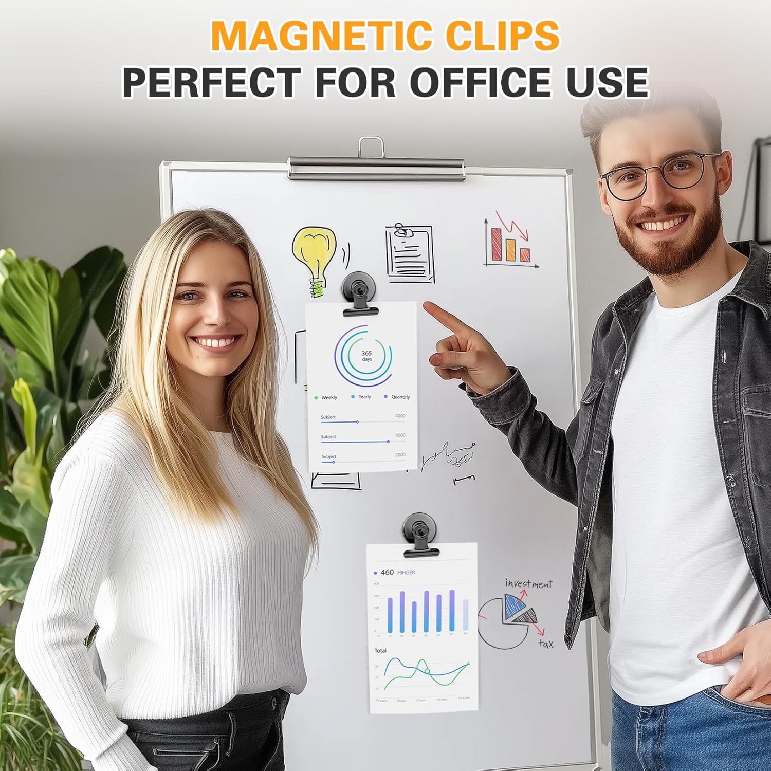 Grtard 12 Pack Magnetic Clips, Fridge Magnets Refrigerator Magnets, Strong Magnetic Clips Heavy Duty, Whiteboard Magnet Clip for Office Home Classroom Organization Kitchen Accessories Black