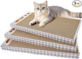 Cat Scratching Board 3 Pack – Reversible Cardboard Scratcher for Indoor Cats, Wide Boxed Scratch Pads with Bell Ball, Durable Corrugated scratchers as Furniture Protector