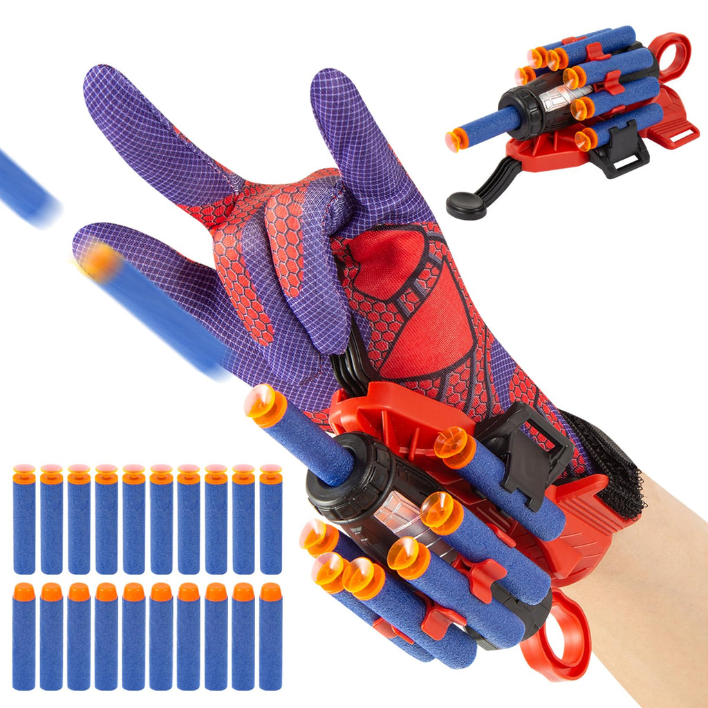 Spider Gloves Man Web Shooter Toy with Wrist, Spider Launcher Gloves Cosplay Toy Set for Kids