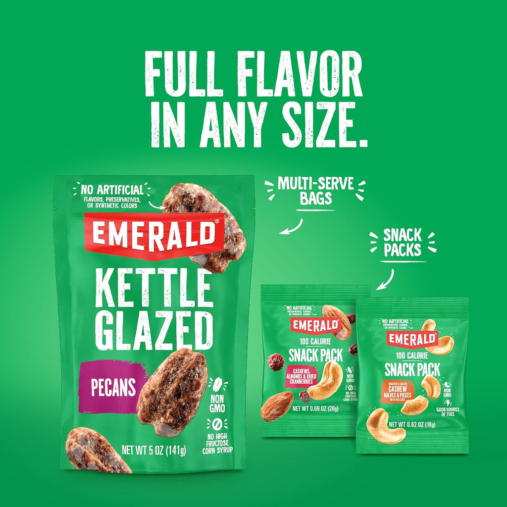 Emerald Nuts Mixed Nuts Variety Pack 18ct (1-Pack) , 100-Calorie Individual Packs , Features Dry Roasted Almonds, Natural Almonds & Walnuts, and Roasted & Salted Cashews