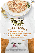 Purina Fancy Feast Appetizers Lickable Grain Free Cat Food Topper White Meat Chicken and Shredded Beef Appetizer - (Pack of 10) 1.1 oz. Trays