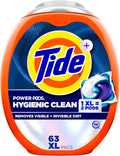 Tide Hygienic Clean Heavy 10x Duty Power PODS Laundry Detergent Pacs Original 63 count For Visible and Invisible Dirt (Pack of 1)