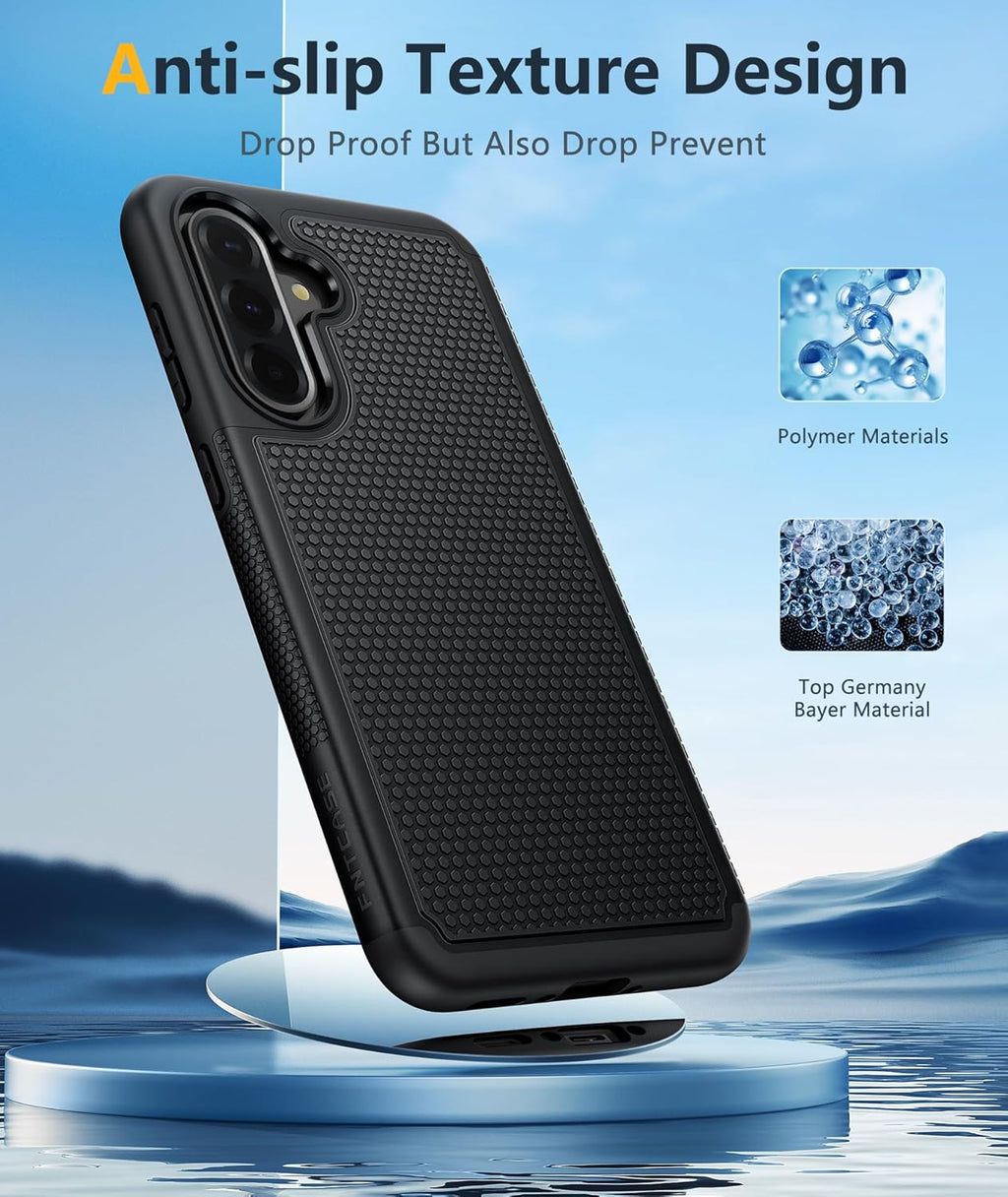 FNTCASE for Galaxy A16/A17 5G Phone Case - Samsung Military Grade Drop Protection, 14ft Drop Tested, Screen Protector Included, Anti-Slip Matte Textured, TPU+PC Dual Layer Shockproof Cover (Black)