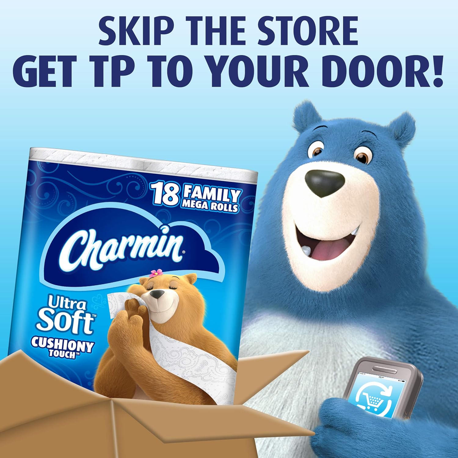 Charmin Ultra Soft Cushiony Touch Toilet Paper, 18 Family Mega Rolls = 90 Regular Rolls