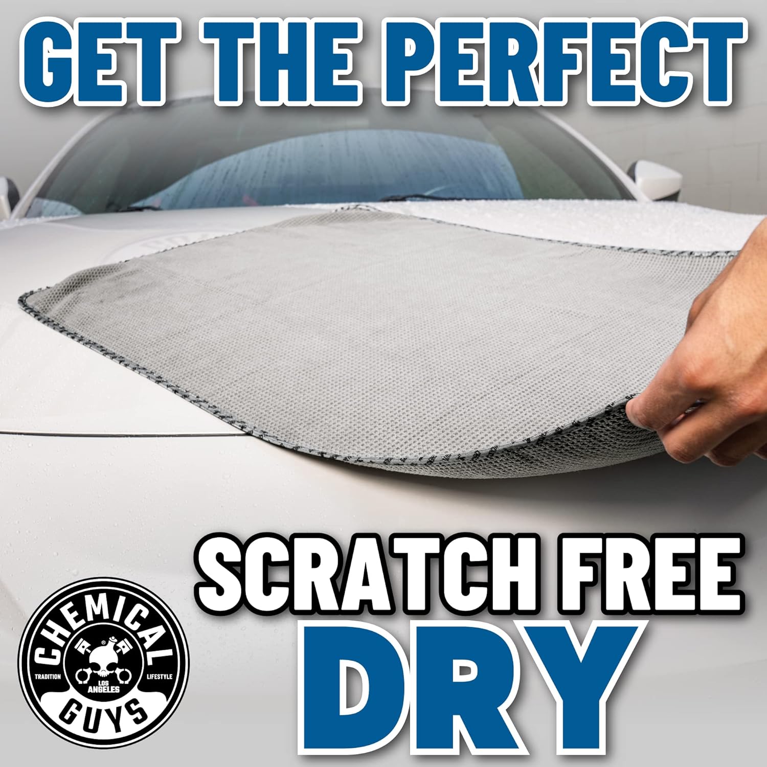 Chemical Guys Waffle Weave Gray Matter Microfiber Drying Towel - 25" x 36", 70/30 Blend Microfiber Towel with Silk Edging for Scratch-Free Car Drying, Ultra Absorbent and Safe for All Surfaces