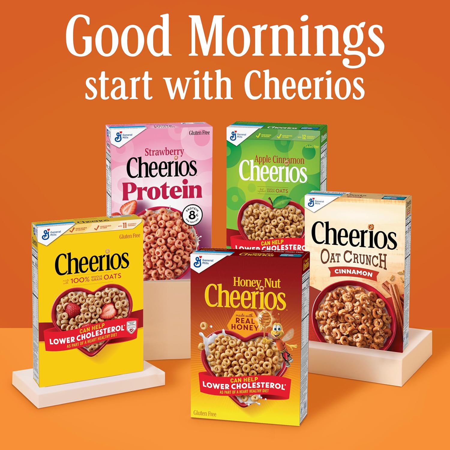Honey Nut Cheerios Cereal, Limited Edition Heart Shapes, Affirmations Box, Heart Healthy, Gluten Free, Giant Size, 27.2 oz