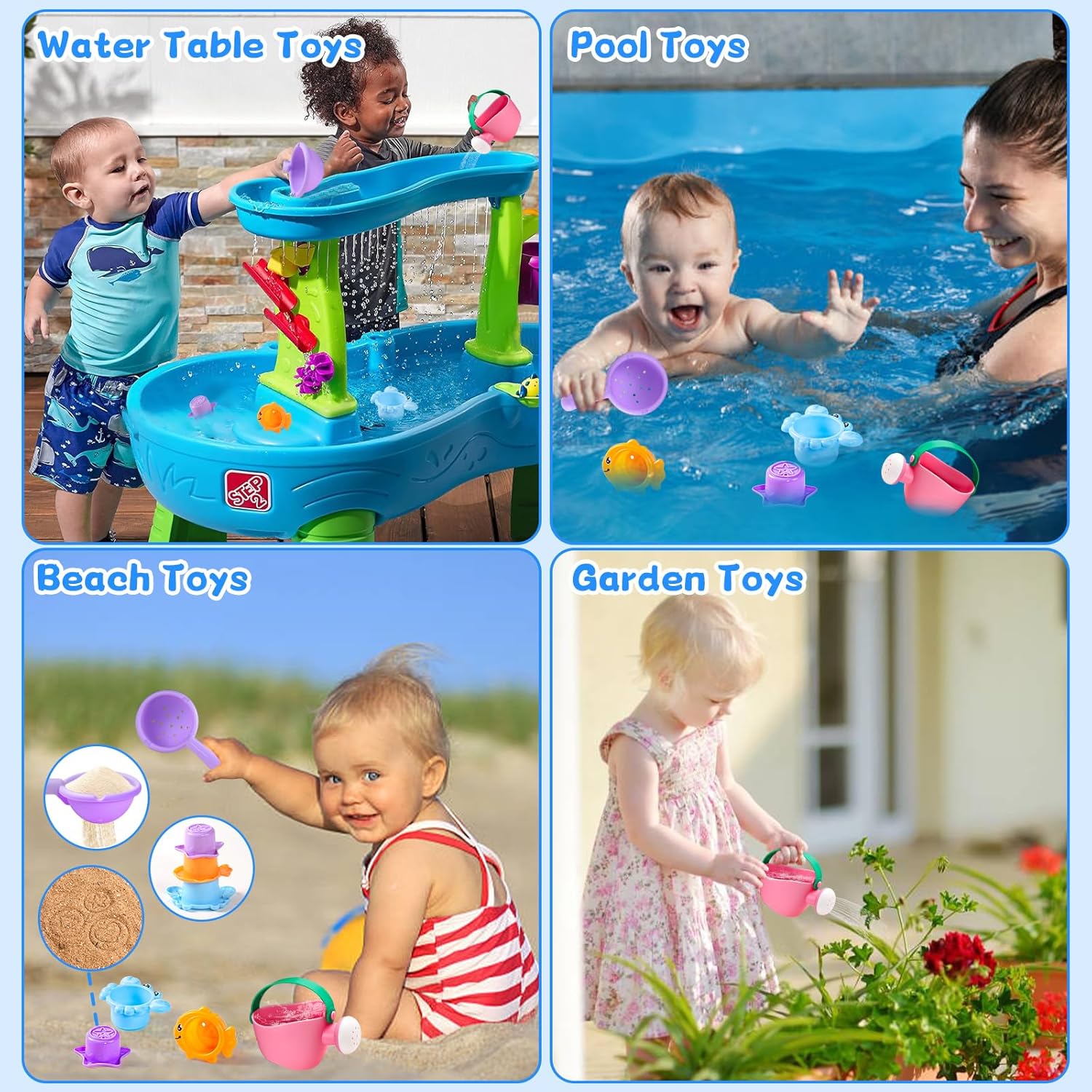 Fajiabao Baby Bath Toys for Kids Ages 1-3 Toddler Bath Toys Mold Free for 2-4 Bathtub Sand Beach Pool Water Toys for 1+ Year Old Girl Gifts 5 PCS (Color Random)
