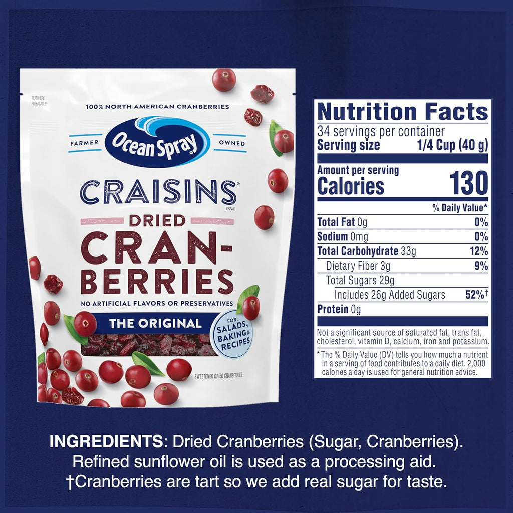 Ocean Spray® Craisins® Original Dried Cranberries, Dried Fruit, 48oz