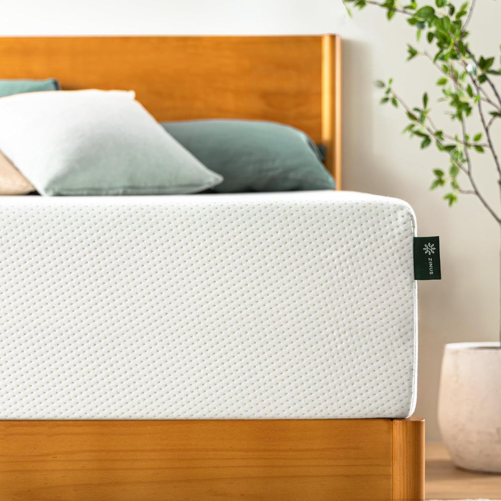 ZINUS 10 Inch Queen Green Tea Memory Foam Mattress [New Version], Fiberglass free, Medium Firm Feel, Zoned Pressure Relief, Certified Safe Foams & Fabric, Mattress in A Box