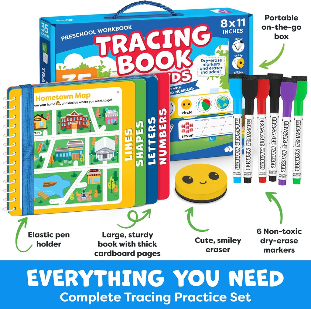 Preschool Learning Activities - Tracing Books for Kids Ages 3-5 - Toddler Handwriting Practice - Letter Tracing for Kids Preschool Kindergarten 3-4, 4-5 - 3 year old boy gift - Gifts for Grandkids