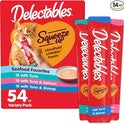 Delectables Squeeze Up Seafood Variety Pack, Creamy Squeezable Puree, Lickable Wet Cat Treats, Grain Free, No Added Fillers, No by-Products, No Added Preservatives, 0.5 Ounces Tube, 54 Tubes Total