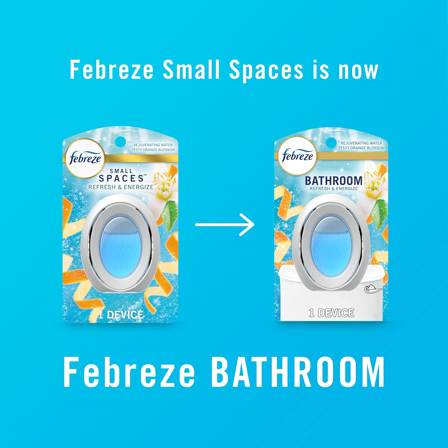 Febreze Bathroom Air Freshener, Odor-Fighting, Plug In Alternative, Air Fresheners for Home, Bathroom, & Kitchen, Closet Air Fresheners, Pet & Litter Box Odor Fighter, Refresh & Energize Scent, 4ct