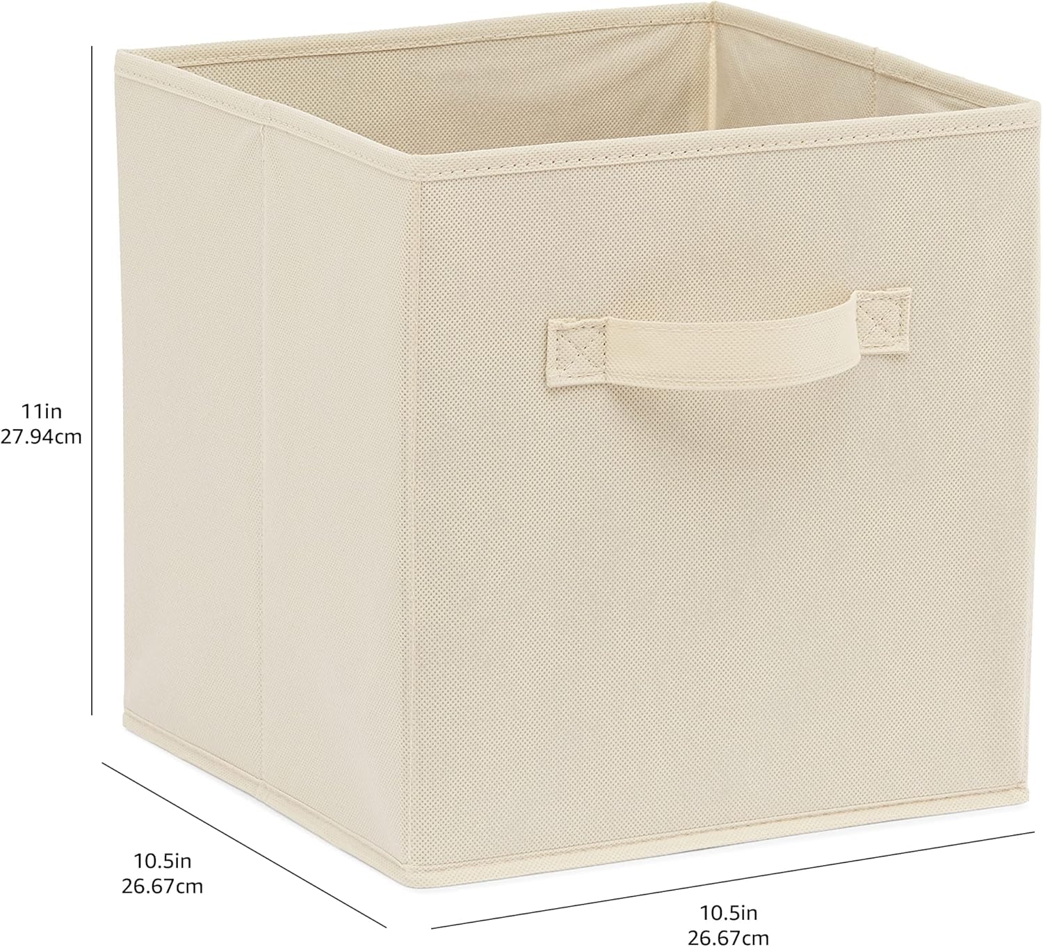 Collapsible Fabric Storage Cubes Organizer with Handles, Sturdy, Beige, 10.5-x-10.5-x-11-inch, Pack of 6
