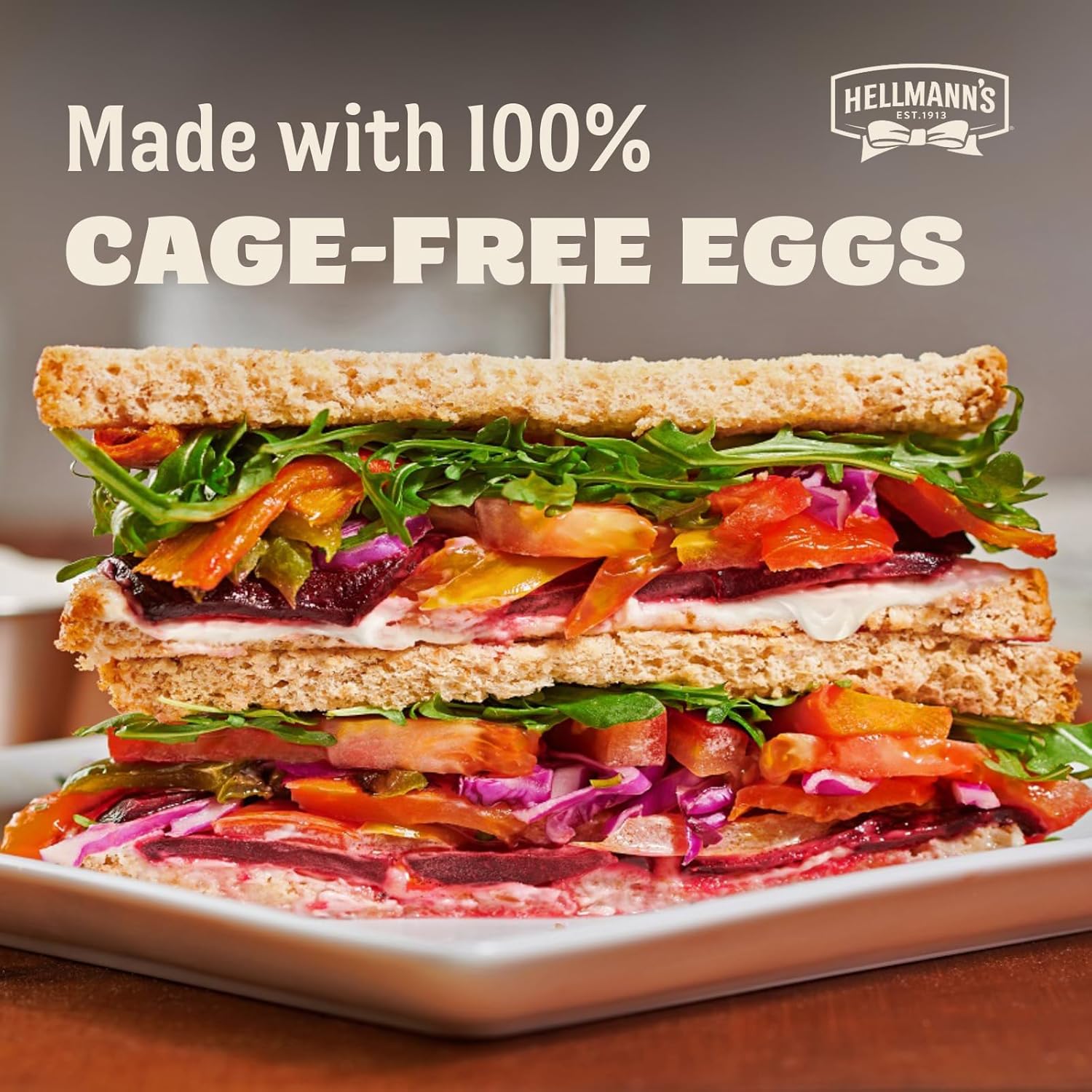 Hellmann's Real Mayonnaise Jar, Condiment for Sandwiches, Salads, Mayo Made with 100% Cage Free Eggs, Gluten Free, Vegetarian, Kosher, 1 Gallon, 128 oz (Pack of 1)