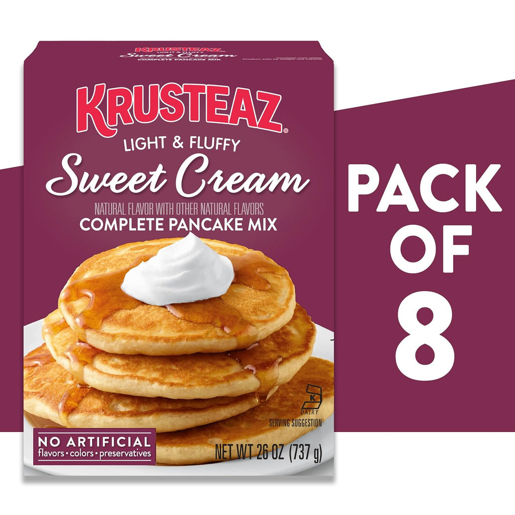 Krusteaz Sweet Cream Pancake and Waffle Mix, Light & Fluffy, 26 oz Boxes (Pack of 8)