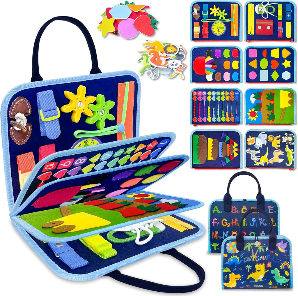 Exorany Busy Board Montessori Toys for Toddler Boy Birthday Gifts, Busy Book Sensory Learning Toys for Toddlers, Toddler Boy Airplane Car Travel Toy Educational Activities