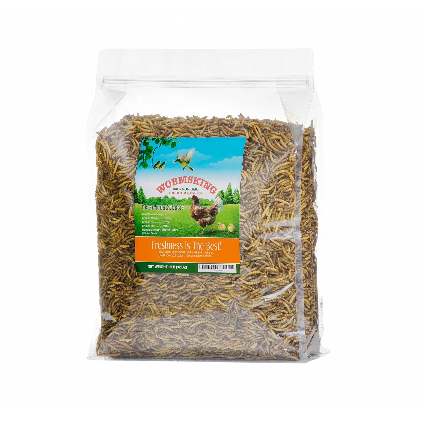 WORMSKING 2LB Dried Mealworms for Poultry, Wild Birds,Tasty Bird Food，Great Bird Watching Gift