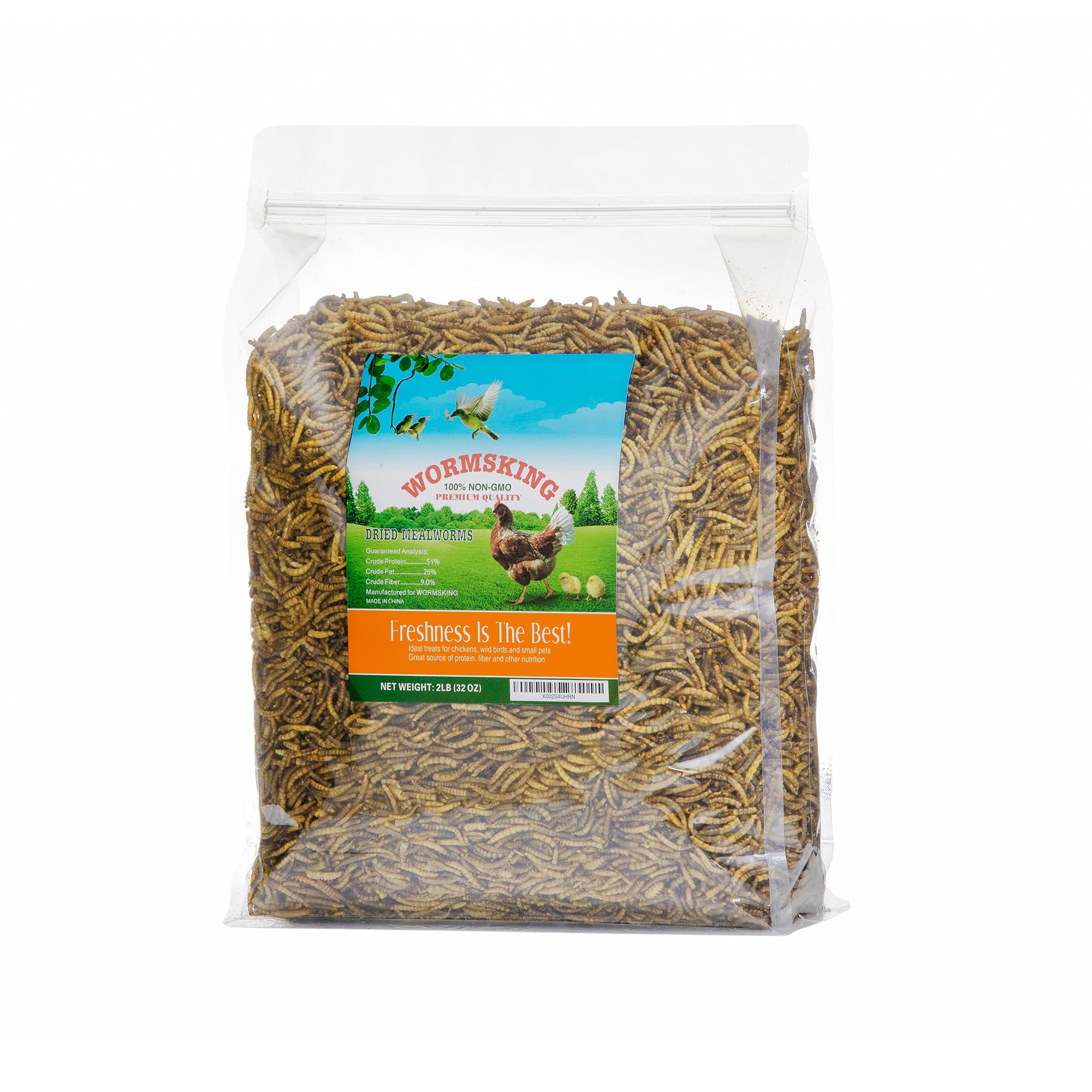 WORMSKING 2LB Dried Mealworms for Poultry, Wild Birds,Tasty Bird Food，Great Bird Watching Gift
