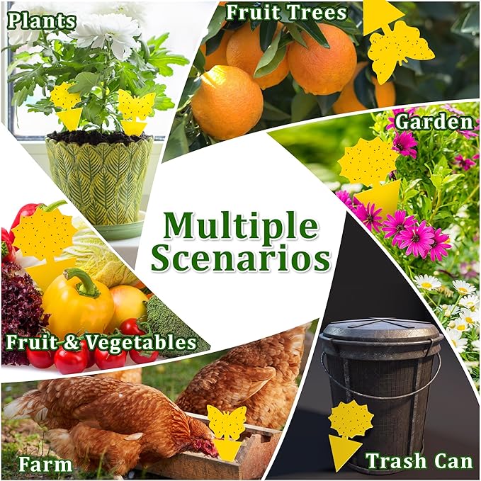 Landisun Fruit Fly Traps 48PCS Fungus Gnat-Traps for Indoor-Outdoor Yellow Fruit-Fly Sticky-Trap Plants Flying Bug Insects Traps - Cart Shape