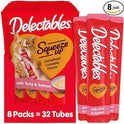 Delectables Squeeze Up Creamy Squeezable Puree, Lickable Wet Cat Treats, Grain Free, No Added Fillers, No By-Products, No Added Preservatives, 0.5 Ounces Tuna & Salmon, 32 Tubes Total