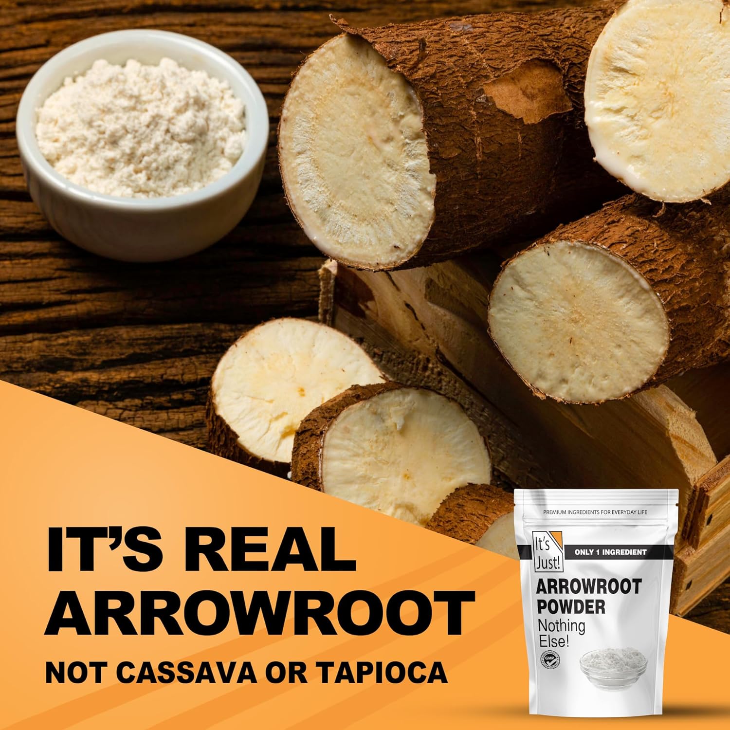 It's Just - Arrowroot Powder, 8oz, Natural Thickener, Gluten-Free, Dairy-Free, Non-GMO, Cornstarch Substitute