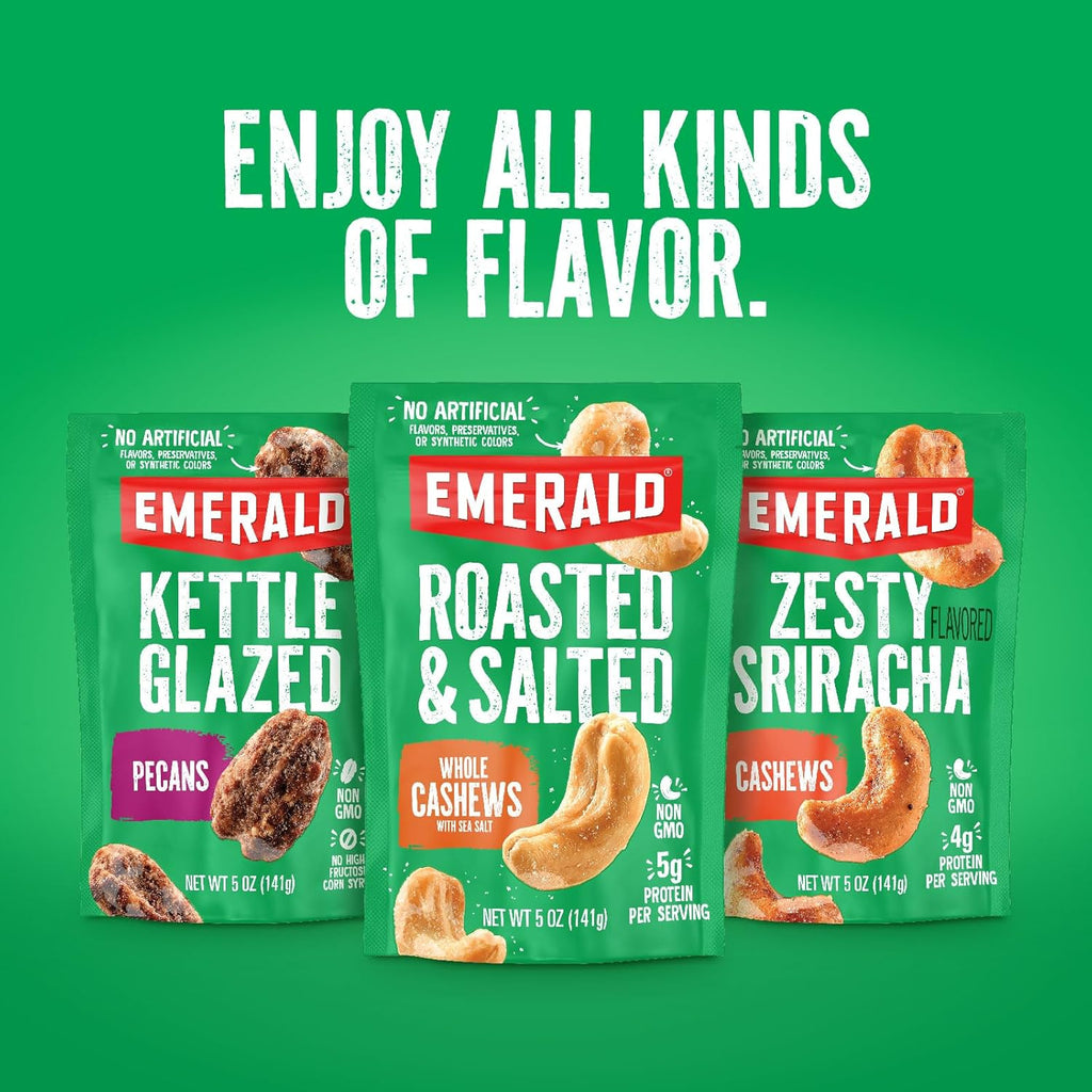 Emerald Nuts Mixed Nuts Variety Pack 18ct (1-Pack) , 100-Calorie Individual Packs , Features Dry Roasted Almonds, Natural Almonds & Walnuts, and Roasted & Salted Cashews