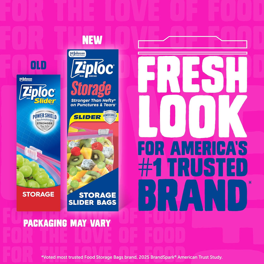 Ziploc Gallon Food Storage Slider Bags, Power Shield Technology for More Durability, 104 Bags Total