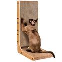 EHEYCIGA Cardboard Cat Scratcher for Indoor Cats, 26.8 Inch L Shaped Vertical Cat Scratching Board with Ball Cat Toy, Large Cat Scratcher Pad, Brown