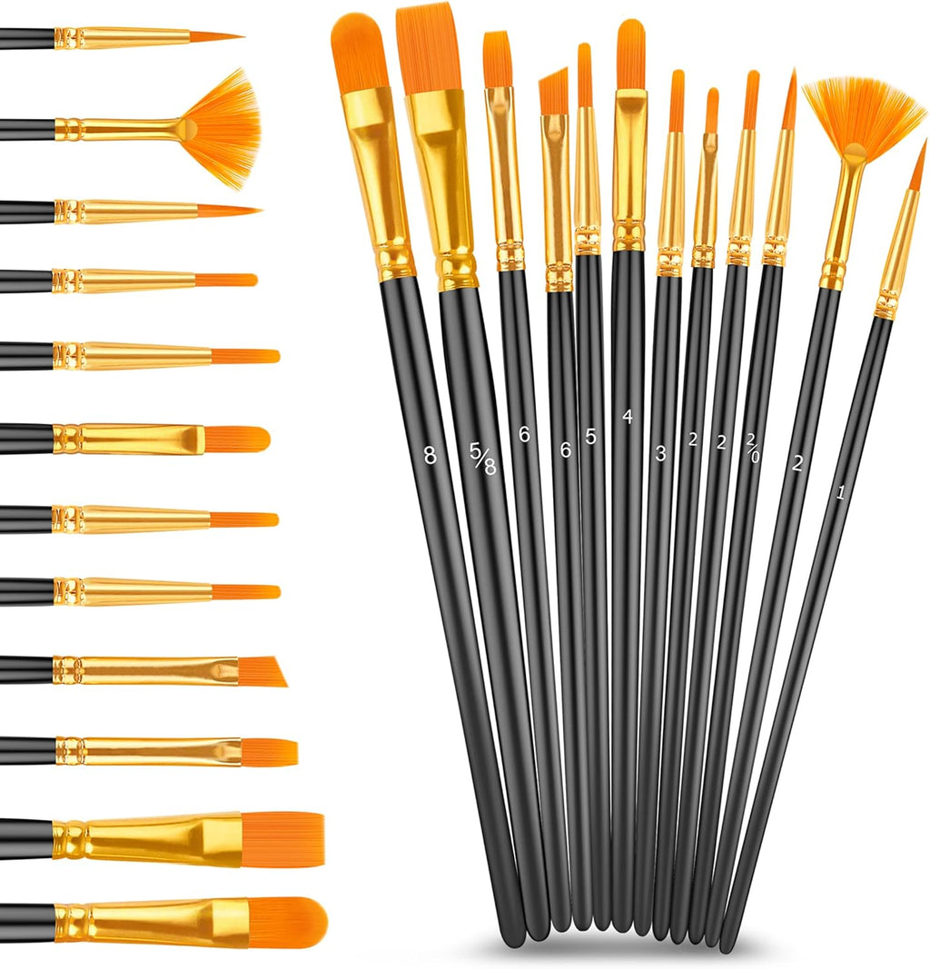 Caliart 24 Colors Acrylic Paint Set with 12 Brushes, Art Craft Paints Gifts Trendy Stuff for Adults Artists, Halloween Pumpkin Canvas Ceramic Rock Eggs Painting Kit Art Supplies