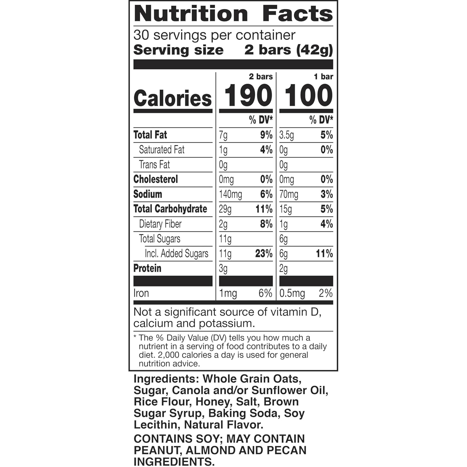 Nature Valley Crunchy Oats 'n Honey Granola Bars, 60 Bars, 44.7 OZ (30 Pouches)