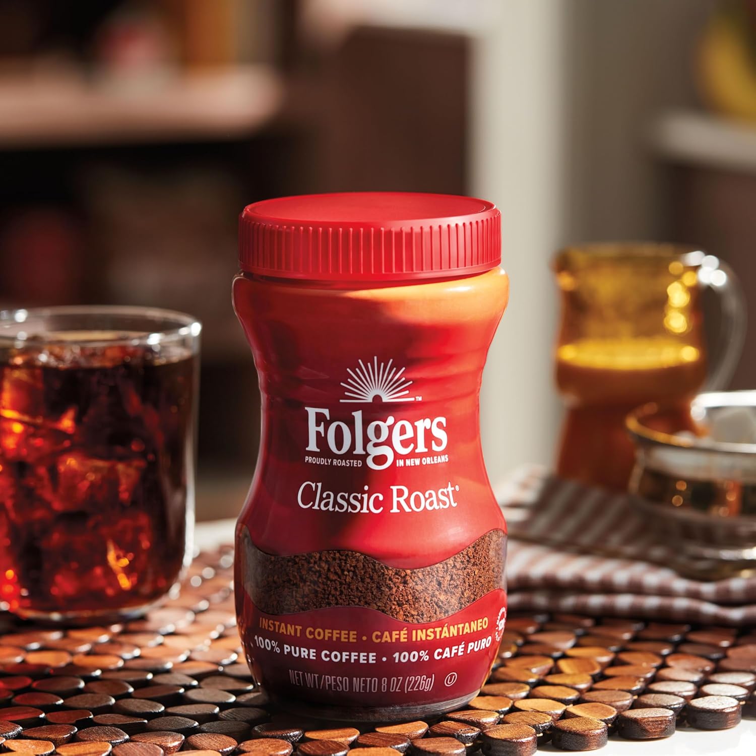 Folgers Classic Roast Instant Coffee, 8 Oz. Jar