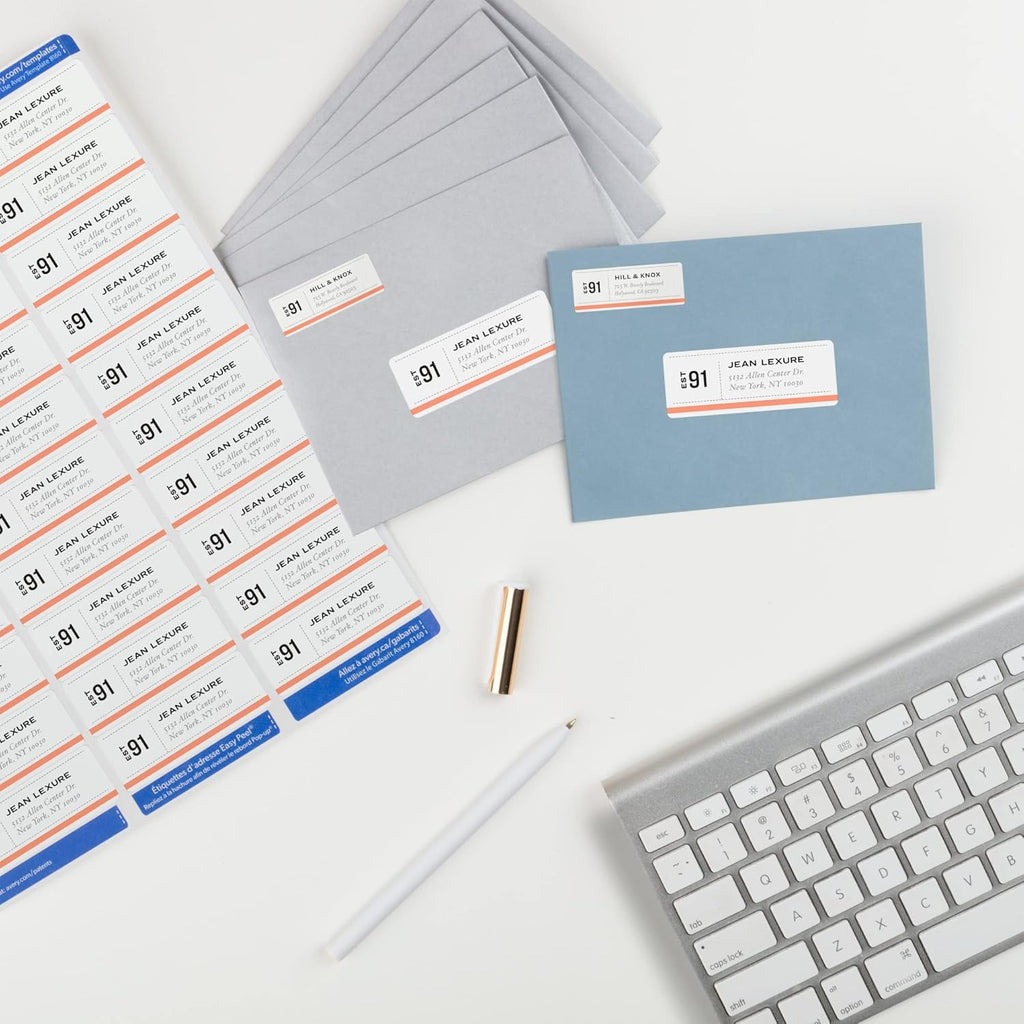 Avery Easy Peel Printable Address Labels with Sure Feed, 1" x 2-5/8" Customizable Stickers, White, 750 Blank Mailing Labels, Great for Mailing, Shipping, and More (8160)