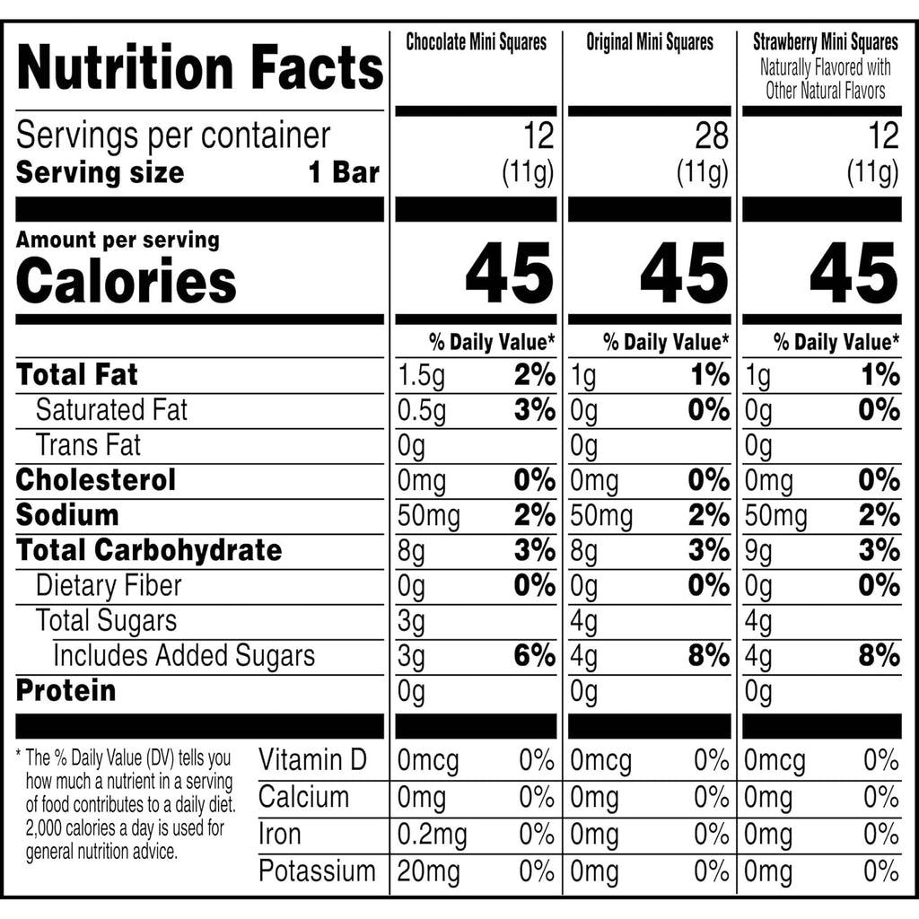 Rice Krispies Treats Mini Crispy Marshmallow Squares, Kids Snacks, Lunch Snacks, Variety Pack, 20.1oz Box (52 Bars)