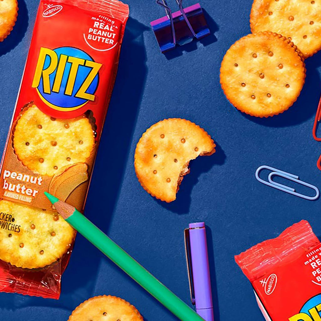 RITZ Peanut Butter and Cheese Sandwich Crackers Variety Pack, Lunch Snacks, 32 Snack Packs (6 Crackers Per Pack)