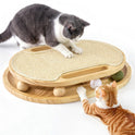 ZOMISIA Cat Scratcher with Ball Track Toy, Sisal Scratch Pad for Indoor Adult Cats, Wooden Interactive Cat Puzzle Toys for Kitten Mental Stimulation Self Play Home Enrichment