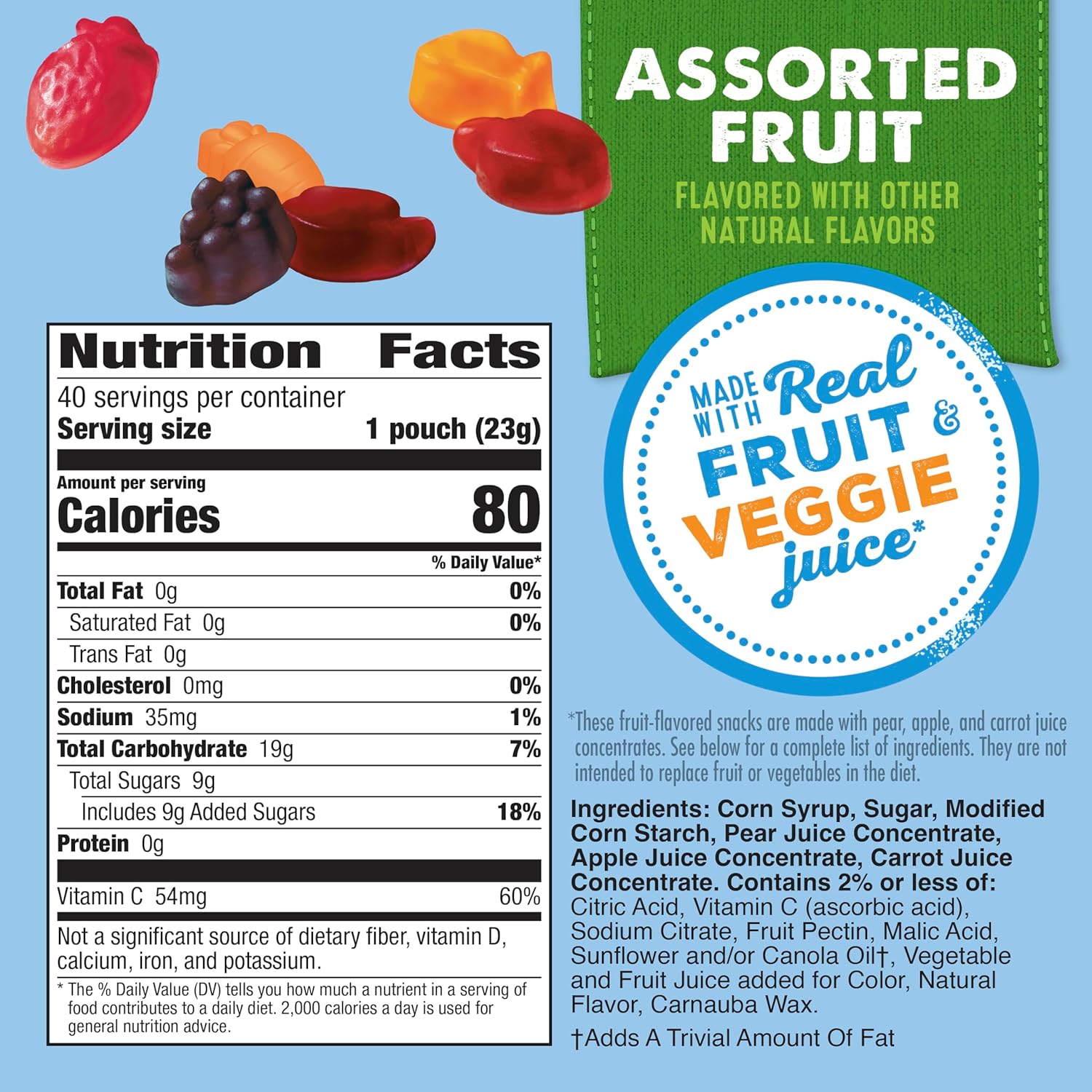 Mott's Assorted Fruit Flavored Snacks, Valentine's Day, Gluten Free, Family Pack, 40 Ct, 32 oz