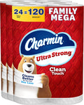 Charmin Ultra Strong Clean Touch Toilet Paper, 24 Family Mega Rolls = 120 Regular Rolls