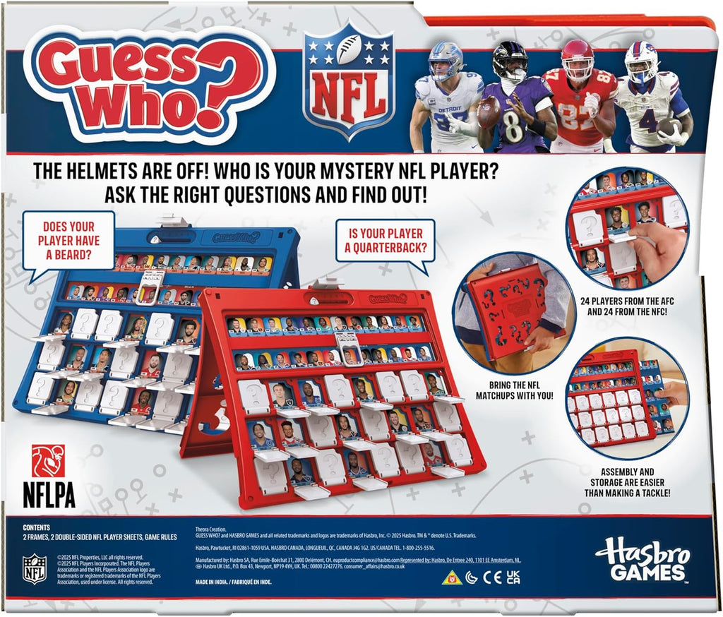 Guess Who? NFL Edition Board Game | Officially Licensed NFL Game for Kids and Families | Ages 6+ | 2 Players | 15 Mins. | Football Games