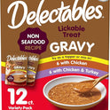 Delectables Lickable Treat Gravy Wet Cat Treat Variety Pack, Food Topper, Hydrating, Grain-Free, No Fillers, By-Products, Added Preservatives, 1.4oz Pouch, 12ct
