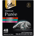 Sheba Premium Puree Cat Treats Lickable Roasted Chicken Flavor, Smoked Salmon Flavor, and Seared Tuna Flavor, 0.49 oz. Tubes, 48 Count