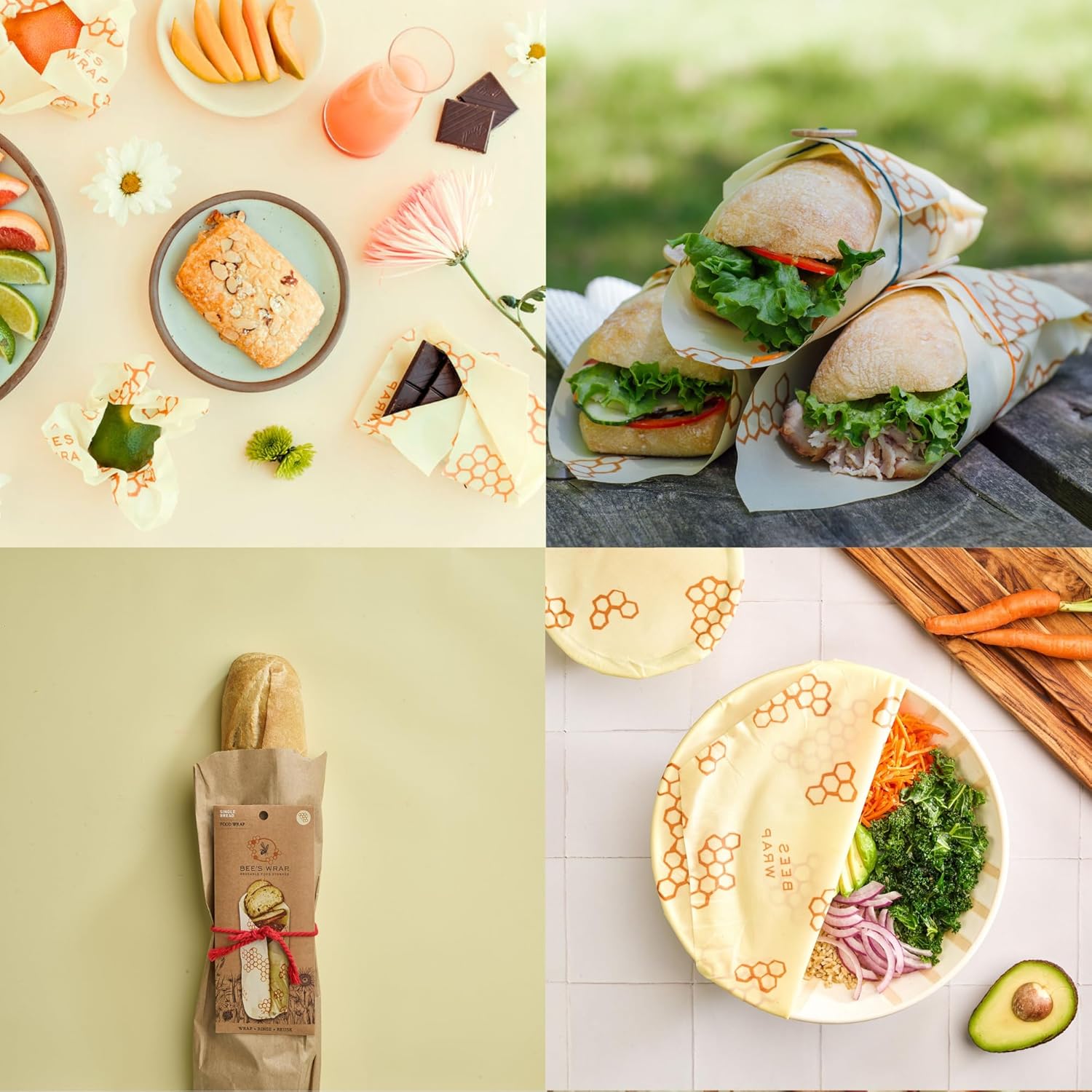 Bee's Wrap Beeswax Wraps for Food - Bread Wrap - Made in USA Reusable Bread Storage Bags - Organic & Eco-Friendly Alternative to Aluminum Foil, Sourdough Bags & Plastic Wrap, Honeycomb