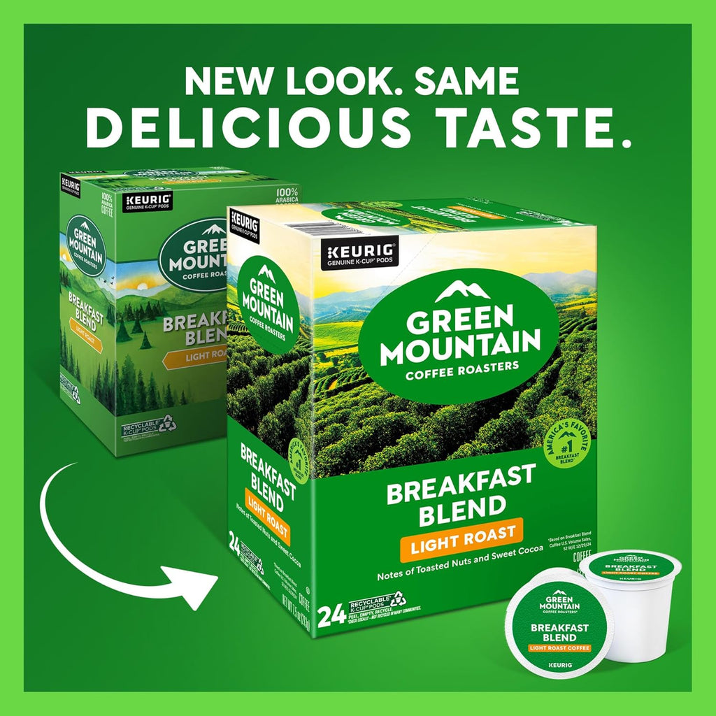 Green Mountain Coffee Roasters Breakfast Blend Single-Serve Keurig K-Cup Pods, Light Roast Coffee, 96 Count